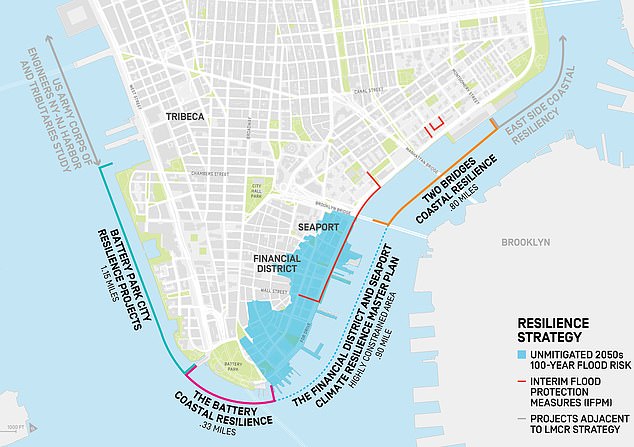 MAYOR DE BLASIO’S $10 BILLION PLAN TO SAVE MANHATTAN FROM RISING SEA LEVELS: NYC PROPOSES EXTENDING