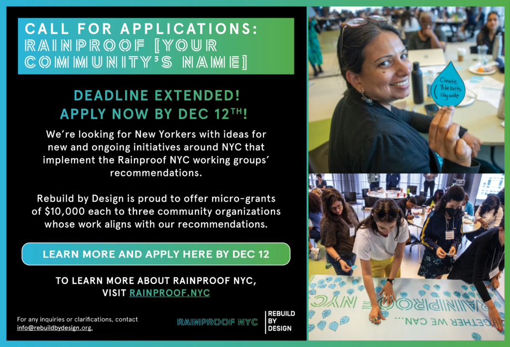 Call for Applications: Apply by 12/12 for $10,000 To Rainproof Your Community!