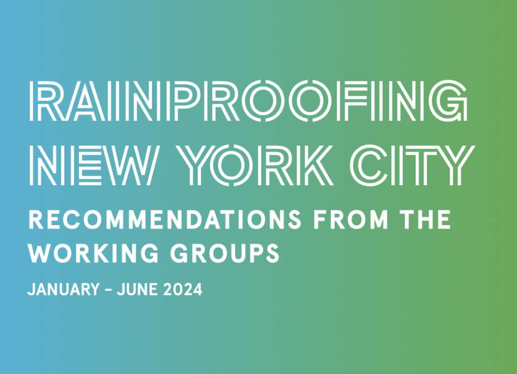 Report Out Now: “RAINPROOFING NEW YORK CITY: RECOMMENDATIONS FROM THE WORKING GROUPS”